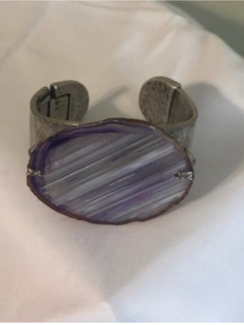 Vintage Handmade Steel Purple Geode Bracelet